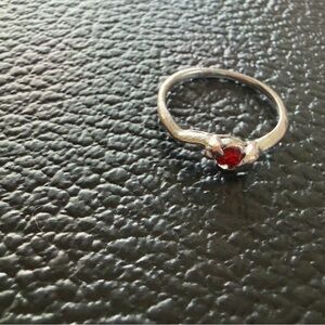 Source Unknown Silver Ring with Red Stone